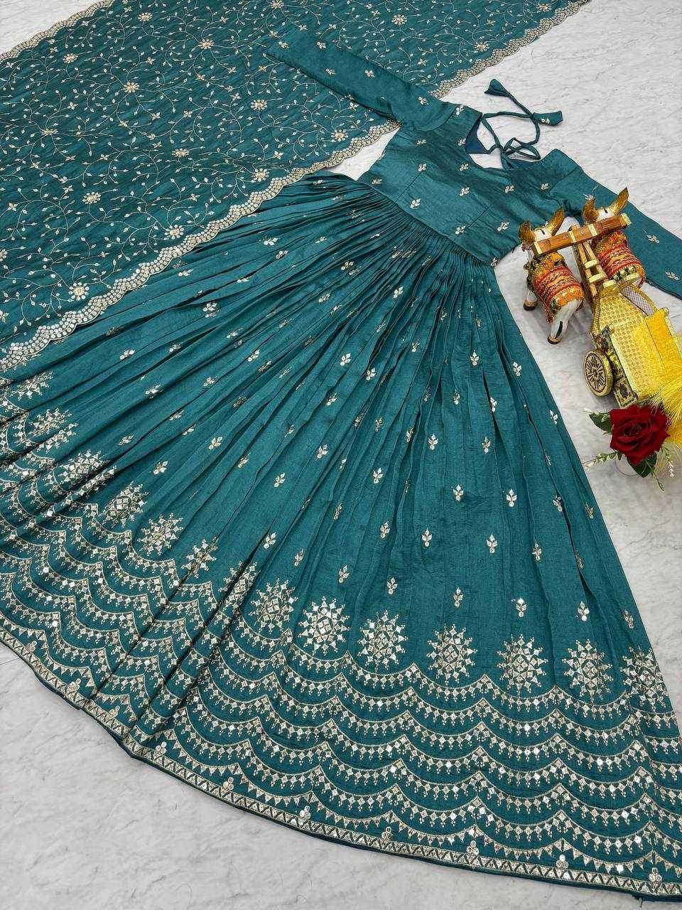Vichitra Silk Embroidery Long Gowns - MYLUXURY LANE ENTERPRISE